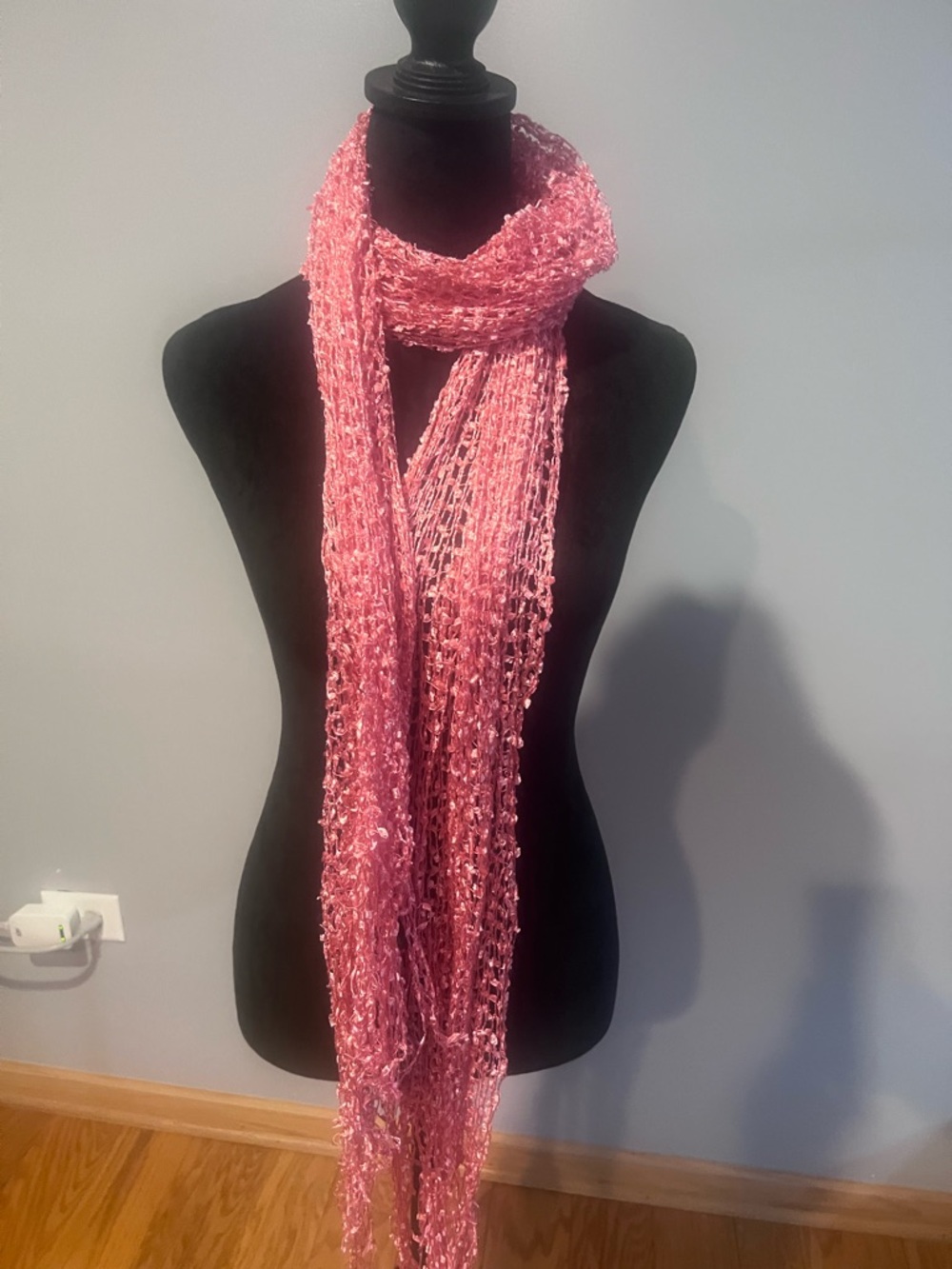 Noelle Pink Textured Knit Scarf Wrap
